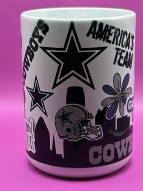 Dallas Cowboys Native Black & White Ceramic Coffee Mug Official Team Logo Design